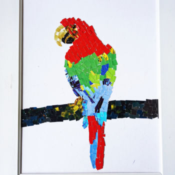 Collages intitulée "Owl" par Afeez Siyanbola, Œuvre d'art originale, Collages