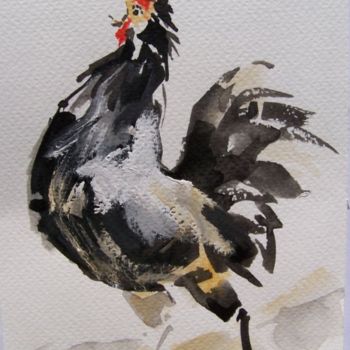 Peinture intitulée "si fier, le coq" par Anne-Frédérique Ferret, Œuvre d'art originale, Huile