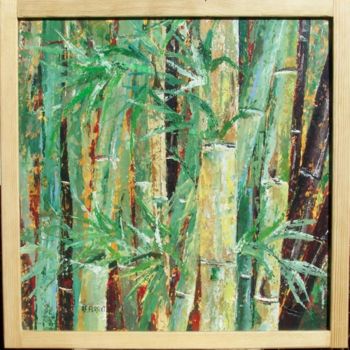 Painting titled "bambou" by Anne-Frédérique Ferret, Original Artwork, Oil
