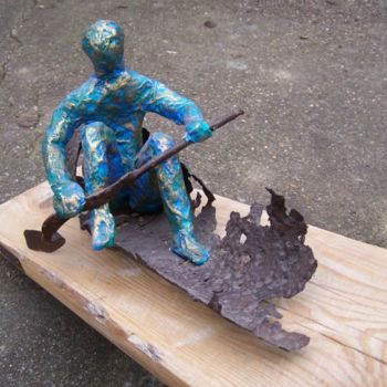 Sculpture intitulée "ooo garder le moral…" par Anne-Frédérique Ferret, Œuvre d'art originale, Techniques mixtes