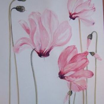 Malerei mit dem Titel "... fleurs de cycla…" von Anne-Frédérique Ferret, Original-Kunstwerk, Öl