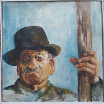 Painting titled "le berger corse" by Anne-Frédérique Ferret, Original Artwork, Oil