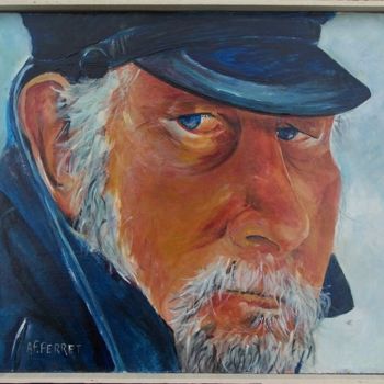 Painting titled "Un regard si bleu..." by Anne-Frédérique Ferret, Original Artwork, Other