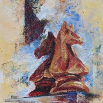 Painting titled "cheval et cavalier!" by Anne-Frédérique Ferret, Original Artwork, Other