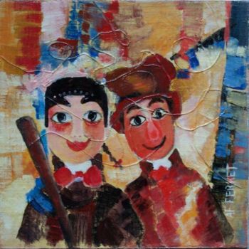 Peinture intitulée "guignol et gnafron" par Anne-Frédérique Ferret, Œuvre d'art originale