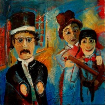 Painting titled "Guignol: petite vir…" by Anne-Frédérique Ferret, Original Artwork, Oil