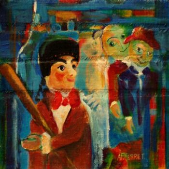 Pintura titulada "Guignol et ses amis…" por Anne-Frédérique Ferret, Obra de arte original, Oleo