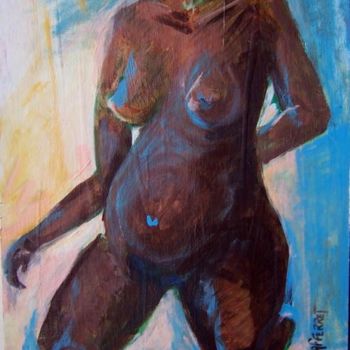 Painting titled "Ebénia...      (17,…" by Anne-Frédérique Ferret, Original Artwork, Oil