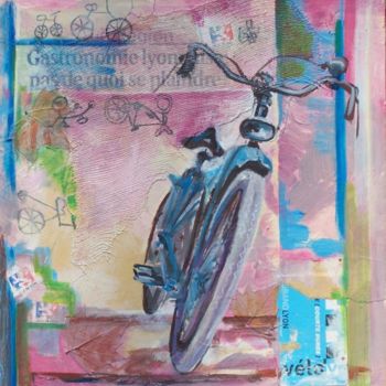 Painting titled "un vélo dans la vil…" by Anne-Frédérique Ferret, Original Artwork