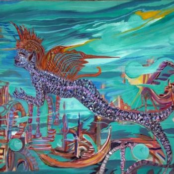 Painting titled "The mermaid butterf…" by Ffmendoza, Original Artwork