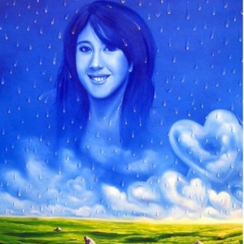 Painting titled "The romantic rain" by Afif Af, Original Artwork