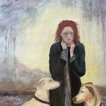 Painting titled "Heather" by Afke Van Mansum, Original Artwork, Acrylic