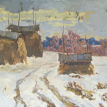 Pintura titulada "Зимнее утро" por Andrei Mazin, Obra de arte original