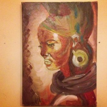 Painting titled "AFRICAN BEAUTÈ" by Afef Smaali, Original Artwork