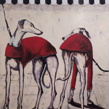 Painting titled "GALGOS" by África Gil, Original Artwork, Acrylic
