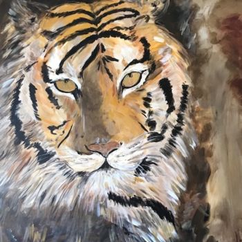 Painting titled "le tigre" by Christine Daviles, Original Artwork, Acrylic