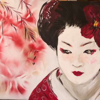 Painting titled "japon" by Christine Daviles, Original Artwork, Acrylic Mounted on Wood Stretcher frame