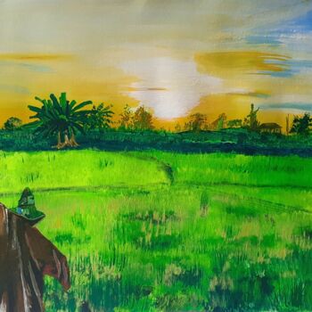 Картина под названием "Vastu Sunrise" - Afzal Shaikh, Подлинное произведение искусства, Акрил