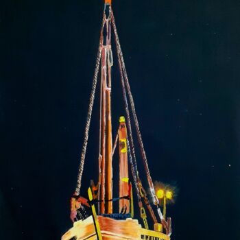 Painting titled "Dhow Oman" by Afzal Shaikh, Original Artwork, Acrylic