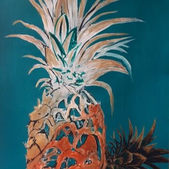 Ζωγραφική με τίτλο "Pine Apple Feng Shui" από Afzal Shaikh, Αυθεντικά έργα τέχνης, Ακρυλικό