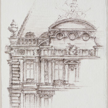 Drawing titled "Louvre-Pavillon de…" by Aga Werner, Original Artwork, Ink