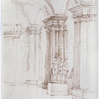 Dibujo titulada "Louvre-salle de Car…" por Aga Werner, Obra de arte original, Tinta