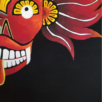 Painting titled "Srilanka devil danc…" by Agasthi Wijesinghe, Original Artwork, Watercolor