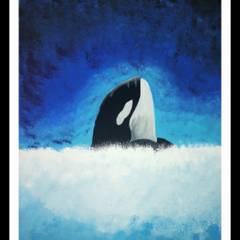 Ζωγραφική με τίτλο "orca painting Water…" από Agasthi Wijesinghe, Αυθεντικά έργα τέχνης, Ακουαρέλα