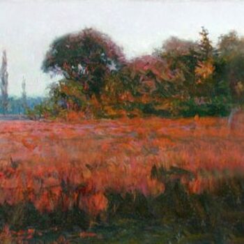 Painting titled "Landscape in red" by Pavel Agafonov, Original Artwork