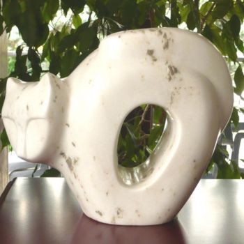 Sculpture titled "Dos rond d'un chat…" by Anne Garnier, Original Artwork