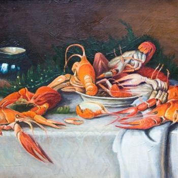 Картина под названием "Crayfish (Раки)" - Valentina Ponomareva, Подлинное произведение искусства, Масло