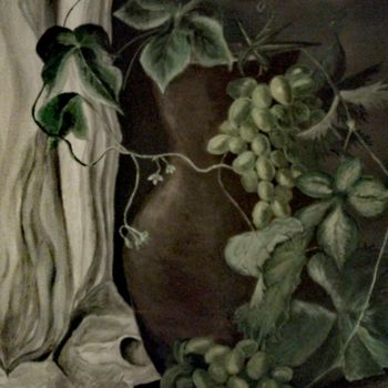 Malarstwo zatytułowany „Winogrona” autorstwa Agata Małgorzata Klos, Oryginalna praca, Akryl Zamontowany na Panel drewniany