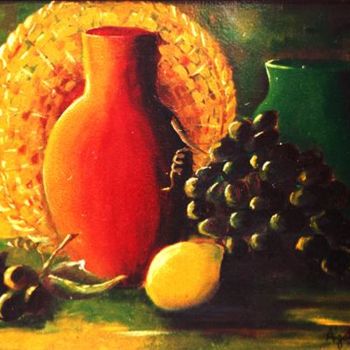 Pintura titulada "Cántaros y uvas" por Agatadeargentina, Obra de arte original, Oleo