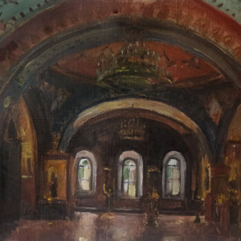 Malarstwo zatytułowany „The interior of the…” autorstwa Agatha Ya Sokolova, Oryginalna praca, Olej Zamontowany na Drewniana…