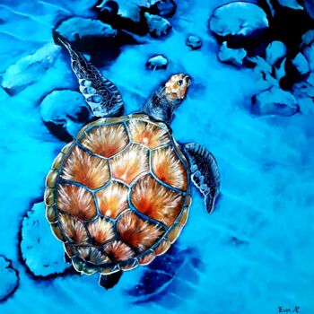 Pintura titulada "Carapace lagunaire" por Agathe Evin, Obra de arte original, Acrílico