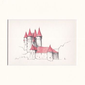 图画 标题为“Château de Val” 由Agathe Be, 原创艺术品, 墨