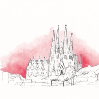 "La Sagrada Familia" başlıklı Resim Agathe Be tarafından, Orijinal sanat, Mürekkep