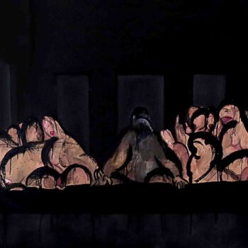 Schilderij getiteld "LSD BLACK" door Agatino Raciti, Origineel Kunstwerk, Olie