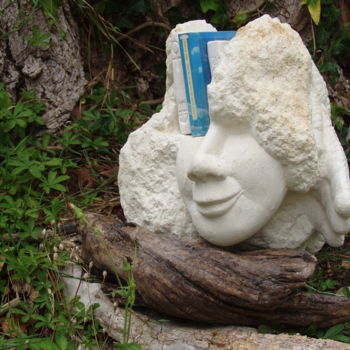 Sculpture titled "biblio-tête" by Agbée, Original Artwork, Stone