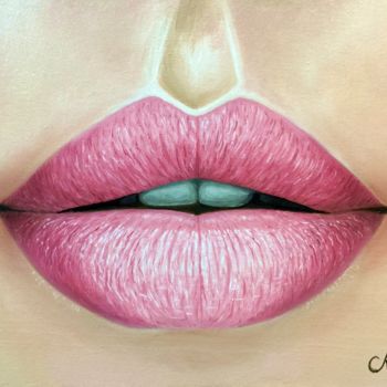 Painting titled "Lips" by Alexandre George, Original Artwork, Oil