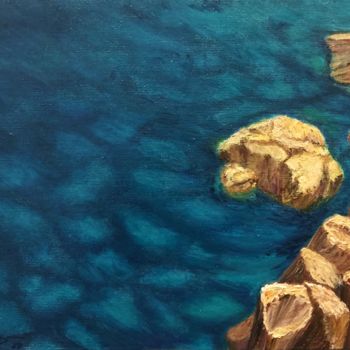Картина под названием "The blue of the Sea…" - Alexandre George, Подлинное произведение искусства, Масло Установлен на картон