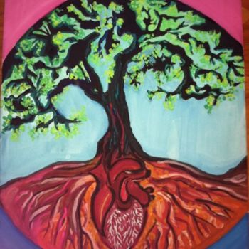 Peinture intitulée "Heart Tree" par Agent 66, Œuvre d'art originale, Huile