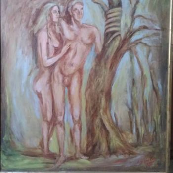 Painting titled "Naked Couple" by Iuliana Predescu, Original Artwork, Oil