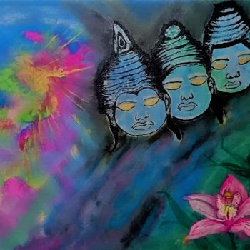 Peinture intitulée "bouddhiste" par Agl, Œuvre d'art originale, Acrylique