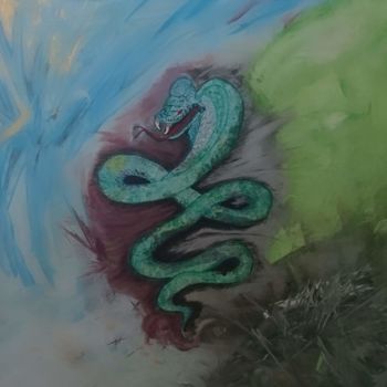 Peinture intitulée "cobra lumineu" par Agl, Œuvre d'art originale, Acrylique