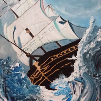 Malerei mit dem Titel "voilier dans la tem…" von Agl, Original-Kunstwerk, Acryl
