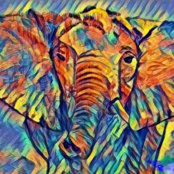 Digital Arts titled "éléphant coloré" by Agl, Original Artwork