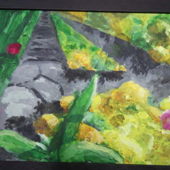 Painting titled "My garden" by Terri, Original Artwork, Acrylic Mounted on artwork_cat.