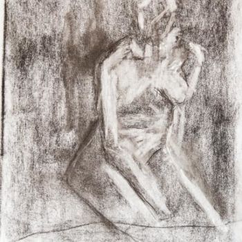 Drawing titled "seated nude no 3" by Terri, Original Artwork, Charcoal