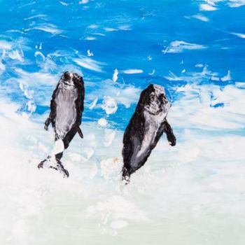 Peinture intitulée "Dolphins" par Terri, Œuvre d'art originale, Huile